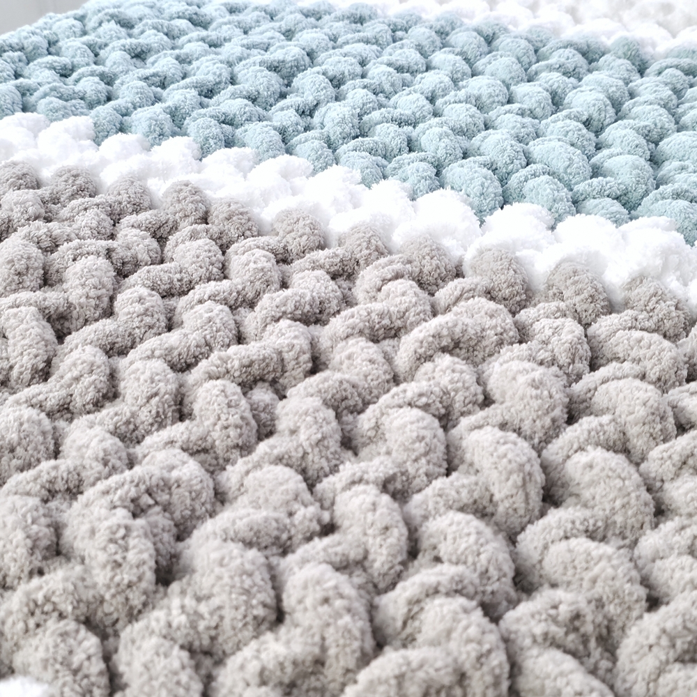 Baby Blanket Herringbone Hand Stitch. Soft, Plush Chenelle.